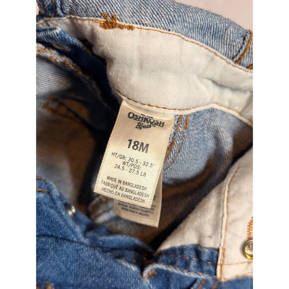 Oshkosh Bgosh Baby Denim Overall Dress 18M With Bow Detail - Picture 10 of 11